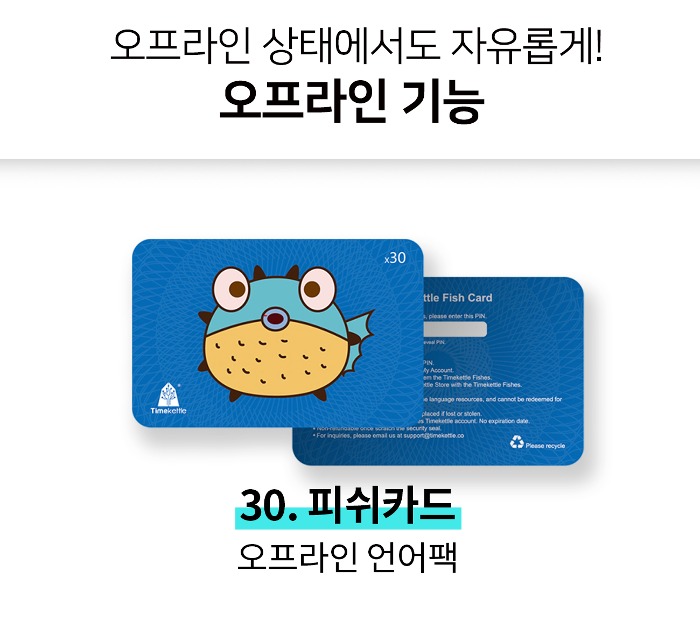 타임캐틀 통번역기 오프라인 언어팩 구매용 피시카드